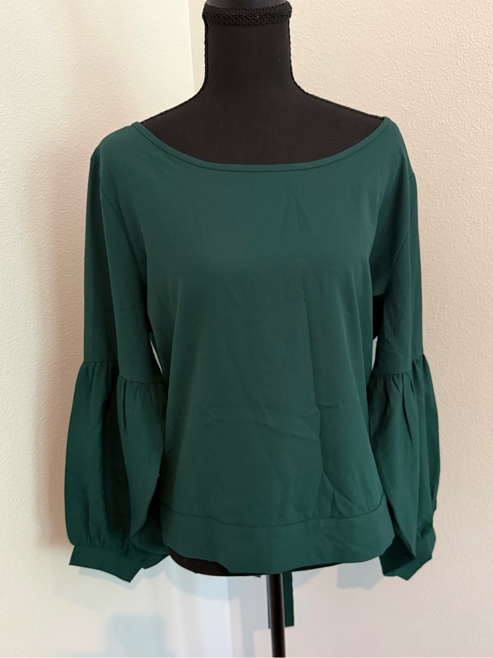Molly Bracken Deep Green Balloon Sleeve Blouse